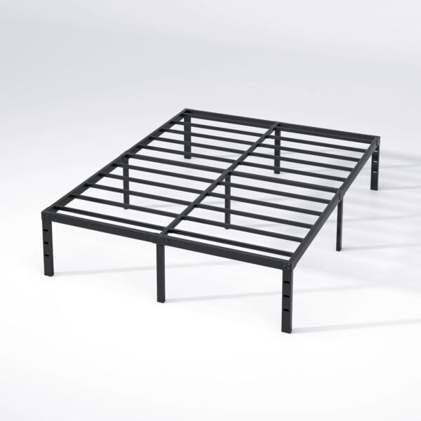 Metal Bed Frame,King Size Bed Frame with Storage Space,Heavy Duty Sturdy Mattress Foundation,Easy Assembly,No Box Spring Needed, Black,18 Inch,King