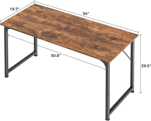 Huuger Computer Desk, 55 Inch Office Desk, Gaming Desk with Storage, Writing Desk Work Desk for Home Office, Study, Modern Simple Desk, Large Legroom, Metal Frame, Rustic Brown