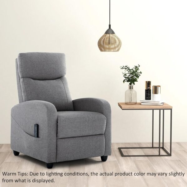 Recliner Chair with Massage and Lumbar Support, Small Fabric Home Theater Seating, Adjustable Modern Reclining Chair for Adults in Living Room