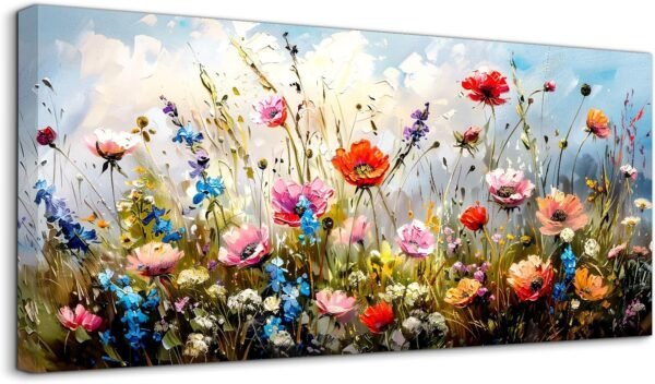 SERIMINO Large Wall Art for Living Room Canvas Prints, Nature Floral Botanical Wall Decor Farmhouse Decor, Colorful Flower Market Modern Home Decor Oil Paintings Bathroom Decor Aesthetic 20"X40"