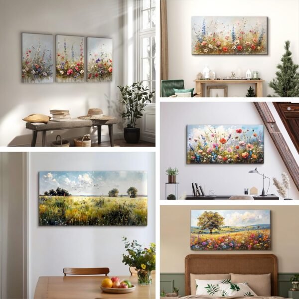 SERIMINO Large Wall Art for Living Room Canvas Prints, Nature Floral Botanical Wall Decor Farmhouse Decor, Colorful Flower Market Modern Home Decor Oil Paintings Bathroom Decor Aesthetic 20"X40"