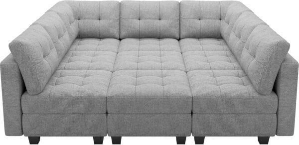 Belffin Modular Sectional Sleeper Sofa Couch with Storage Seat Reversible Modular Sofa Couch Oversized Sleeper Sectional Sofa Bed Set Light Grey