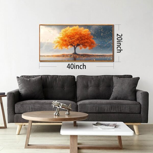 Framed Canvas Wall Art for Living Room Bedroom Office Large Tree of Life Wall Art Orange Tree Fall Landscape Picture Modern Canvas Prints Decor Size 20x40