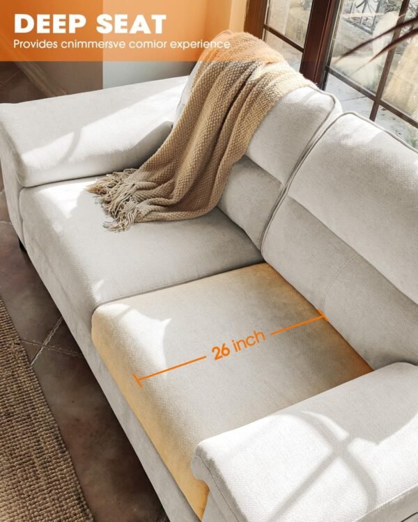 71.25" Modern Sofa Couch for Living Room, Deep Seat Sleeper Sofa with 8”Cushion, Comfy 2-Seater Chenille Loveseat Sofa with Convertible Armrest, Removable Sofa Cover, High Leg (Beige)